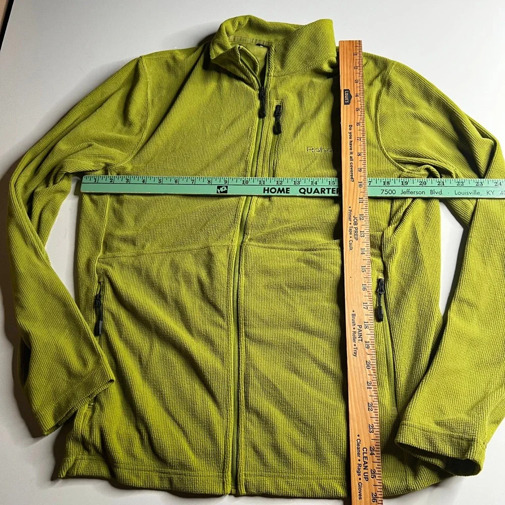 Rohan‎ Mens Full Zip Grid Fleece Jacket Lime Green Textured Mid Layer Size M